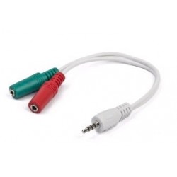 Gembird kabelová rozdvojka jack 3,5mm (4 pólový) na 2x3,5mm M/F, 10cm, audio