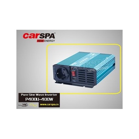 Měnič napětí Carspa P400U-122 12V/230V+USB 400W, čistá sinusovka
