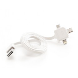 PowerCube USBcable USB-C CABLE, White, multi-vidlice (MicroUSB, Apple Lithning, USB-C), kabel 1,5m