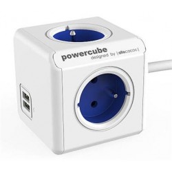 Zásuvka prodluž. PowerCube EXTENDED USB, Blue, 4 rozbočka, 2x USB, kabel 1,5m